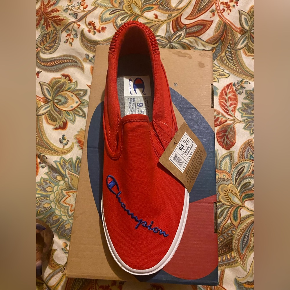 Champion red men’s slip on